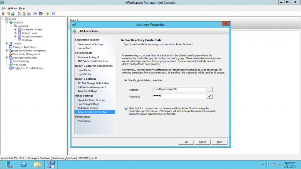 vworkspace active directory credentials
